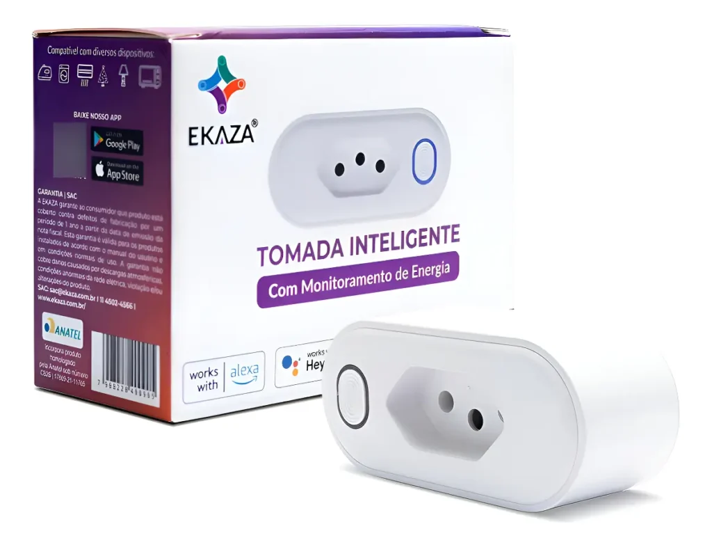 Tomada inteligente EKAZA 16A com monitoramento de energia
